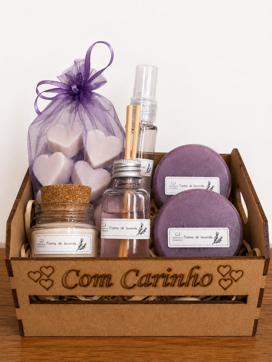 Kit Poema de Lavanda em caixa de madeira