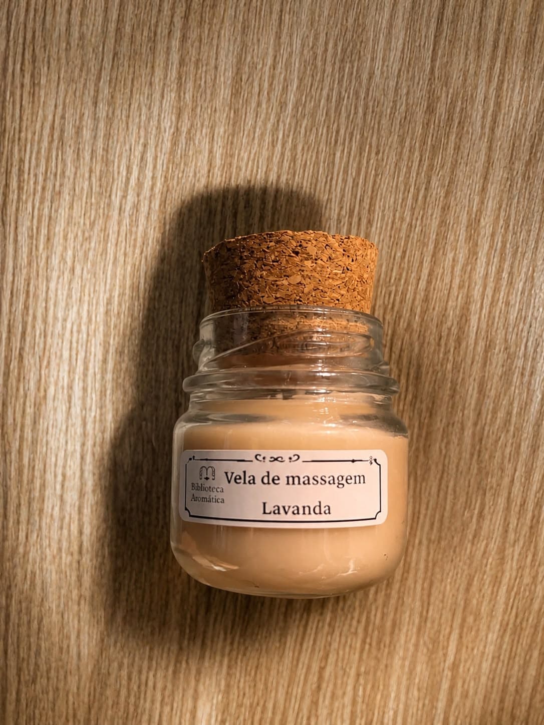 Vela de massagem de lavanda em pote de vidro